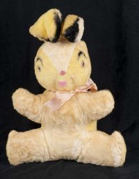 Bunny Rabbit Yellow Mohair Vintage Plush Stuffed Animal